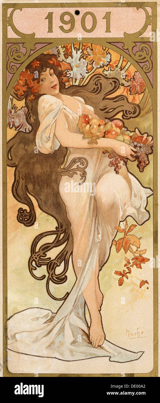 Kalender für das Jahr 1901, 1900.  Künstler: Alphonse Mucha Stockfoto