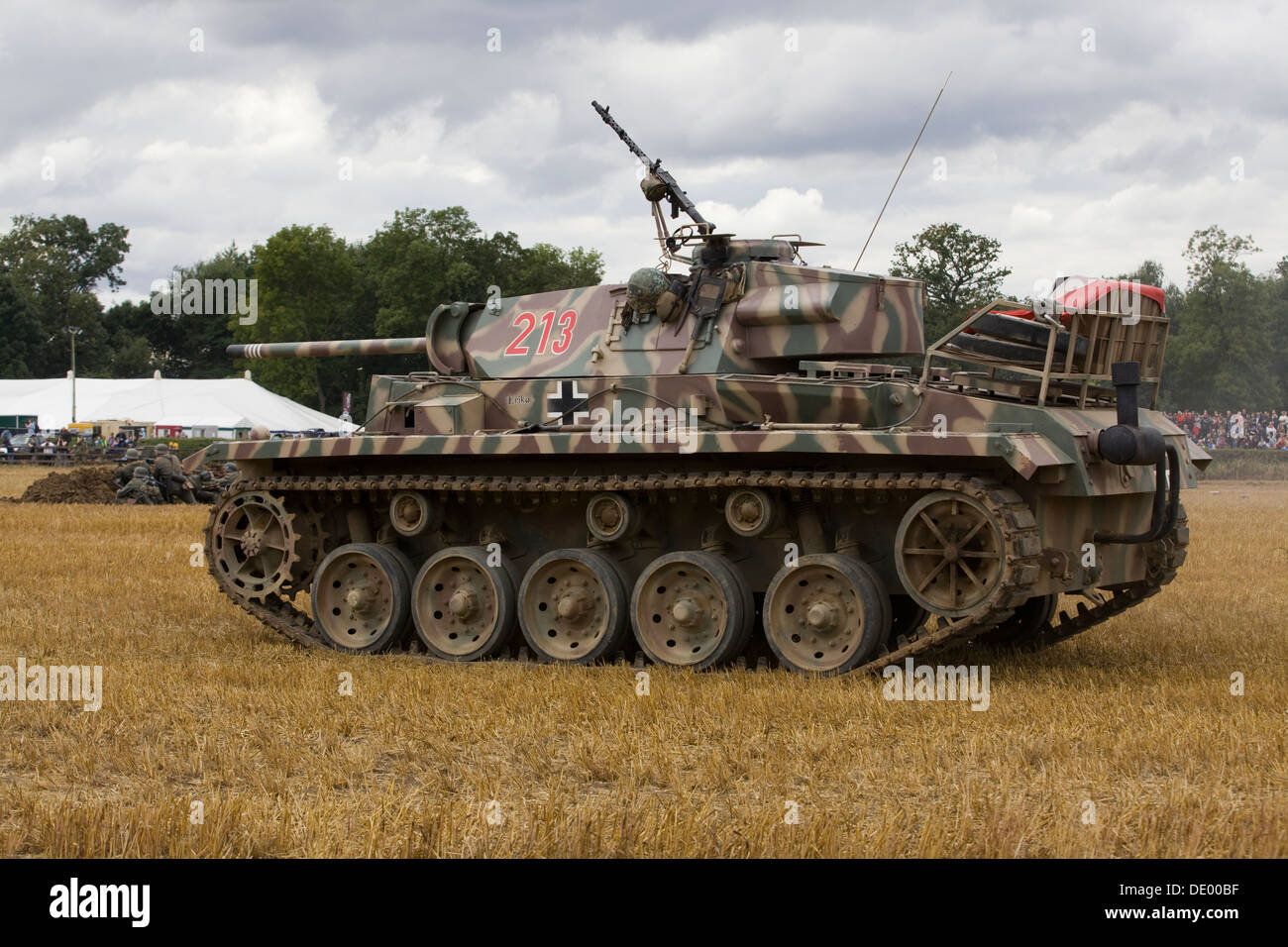 Deutsche selbst Militärfahrzeug Sturmgeschutz StuG III Tank 01 bei einem Weltkrieg 11 Reenactment Stockfoto