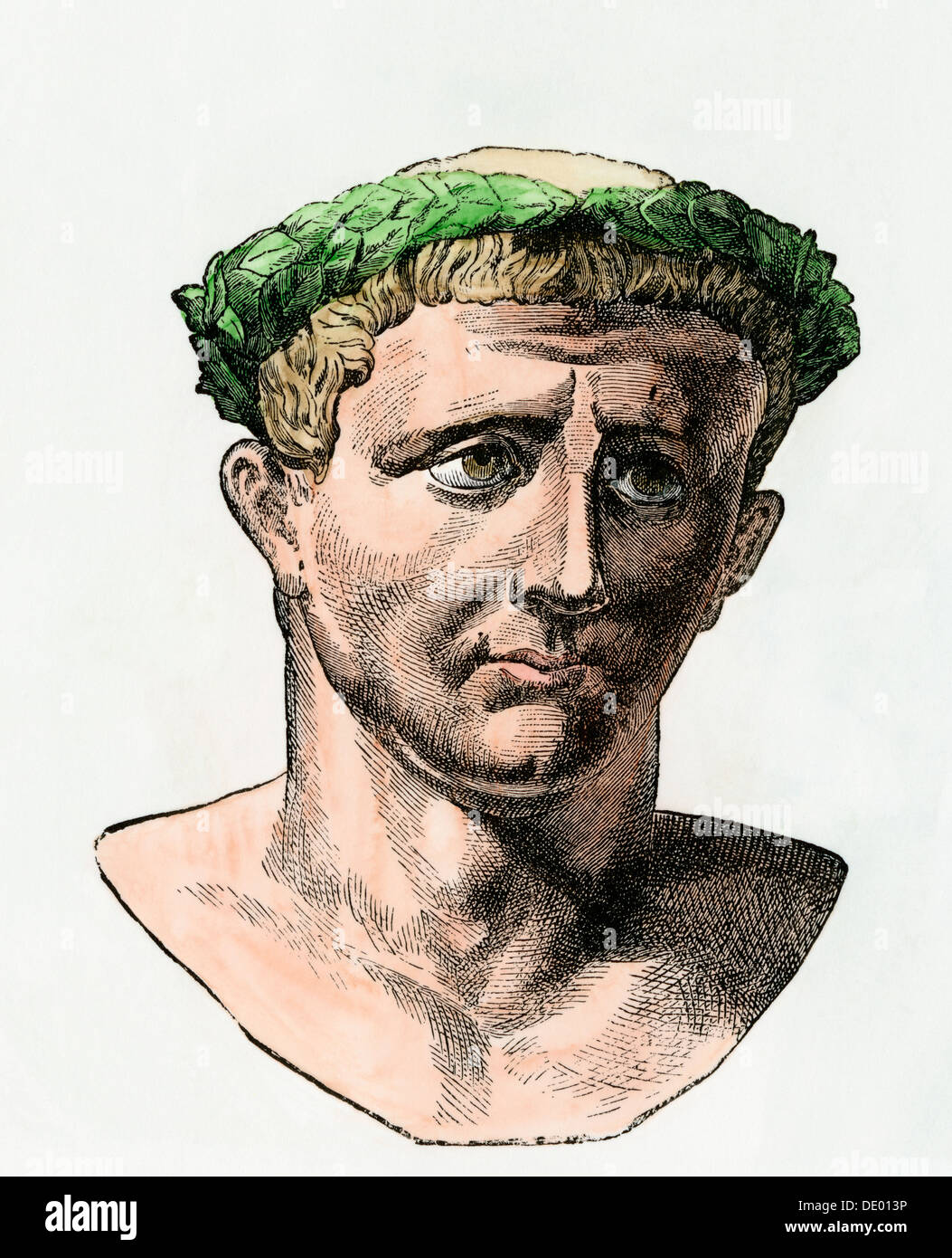 Der römische Kaiser Claudius I. Handkolorierter Holzschnitt Stockfoto