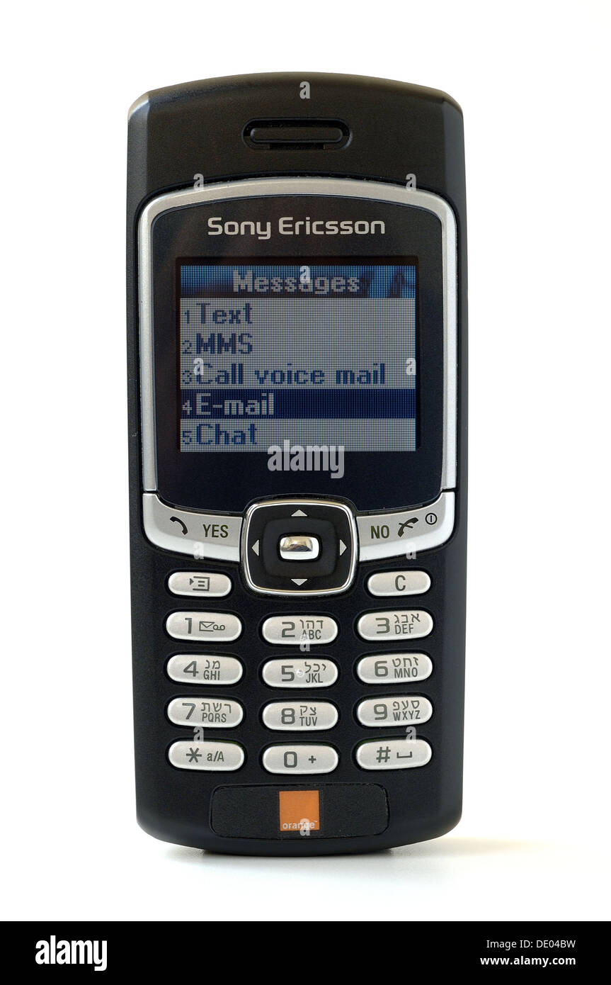 Sony Ericsson Handy mit Hebräisch und Englisch Tastatur Stockfoto