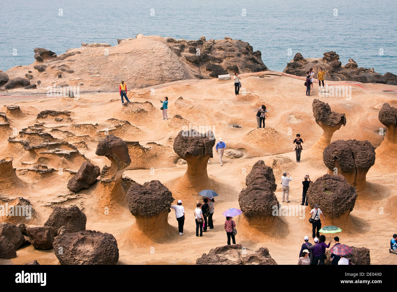 Felsformationen im Yeliou Nationalpark in Taiwan, China, Asien Stockfoto