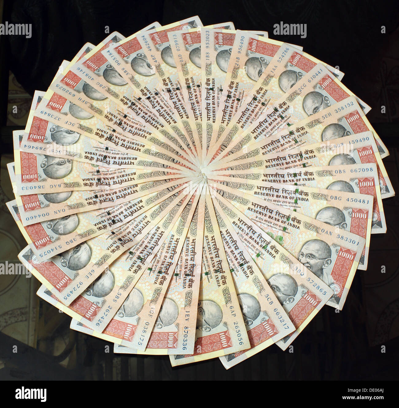 Indischer Währung 1000 Rupien Stockfoto