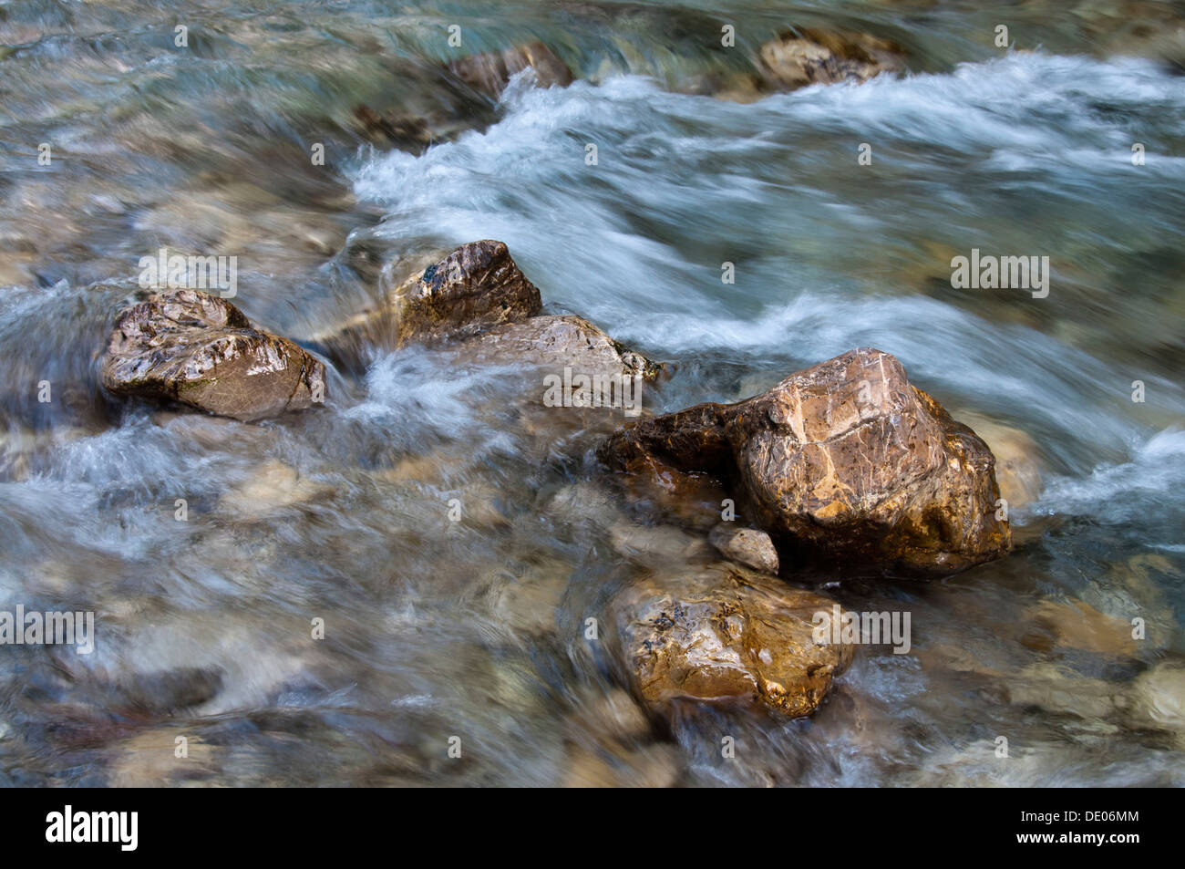 Oybach Stream, Oytal Valley, Allgäu, Bayern, PublicGround Stockfoto