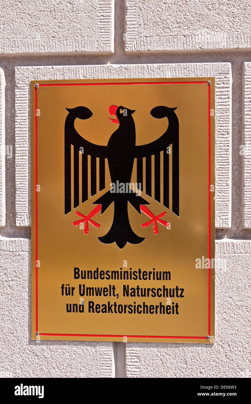 Zeichen, Bundesministerium für Umwelt, Naturschutz und Reaktorsicherheit, Berlin Stockfoto