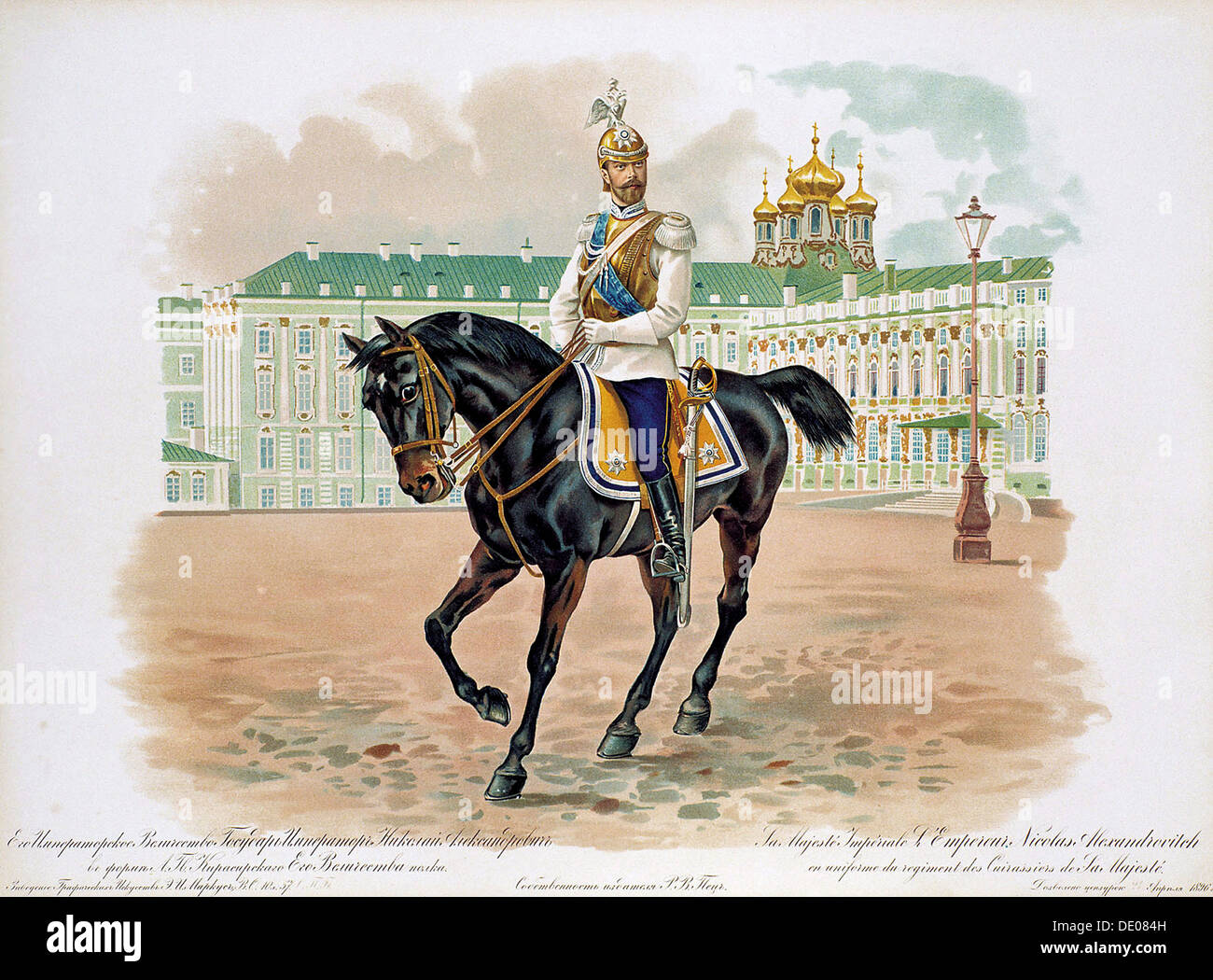 Tsar Nicholas II. von Russland in der Uniform eines seiner Majestät Leben Kürassiere Wachregiment, 1896. Künstler: Anon Stockfoto