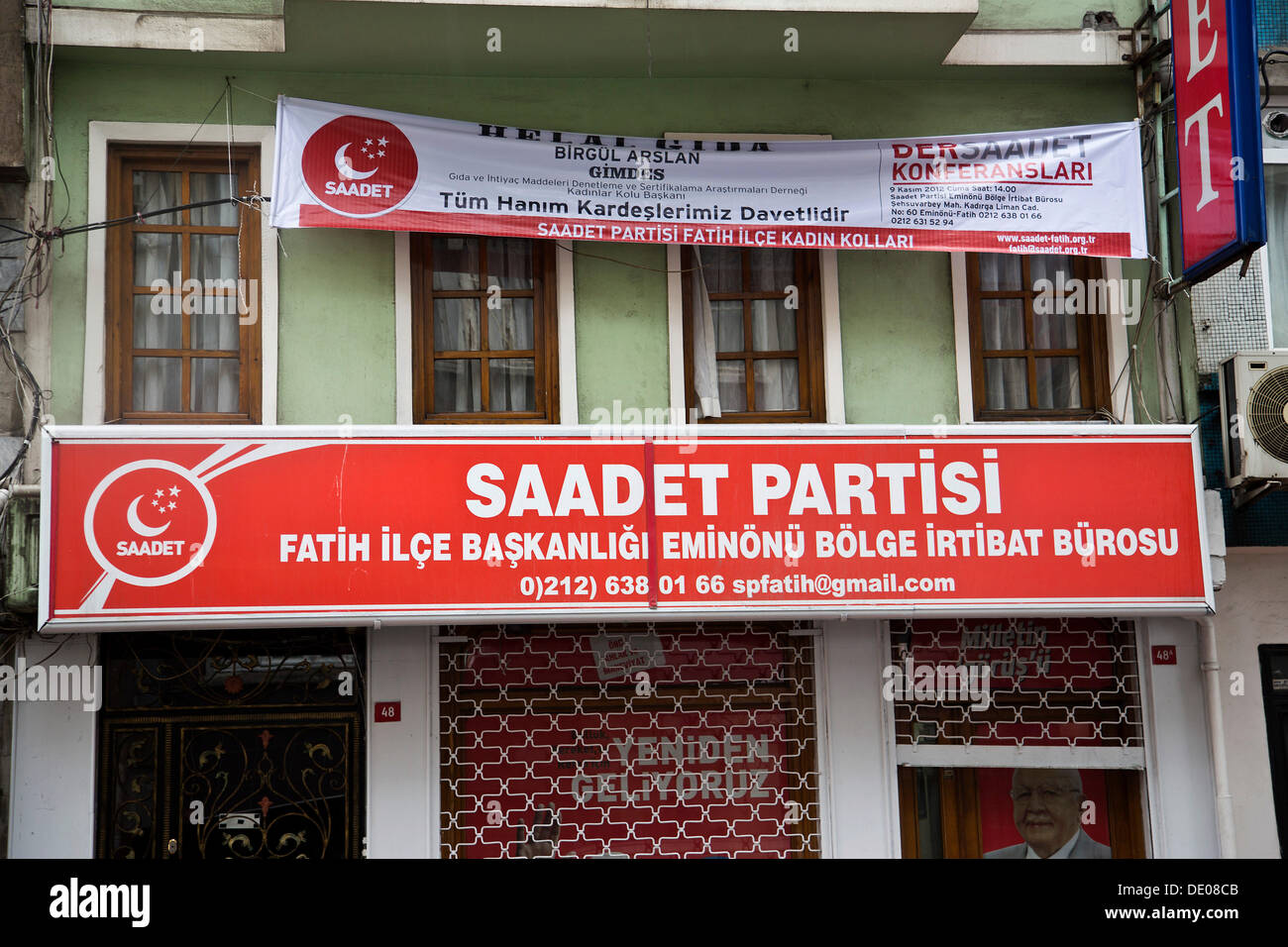 Büro der radikalen islamistischen Saadet Partisi Partei, Istanbul, Türkei Stockfoto