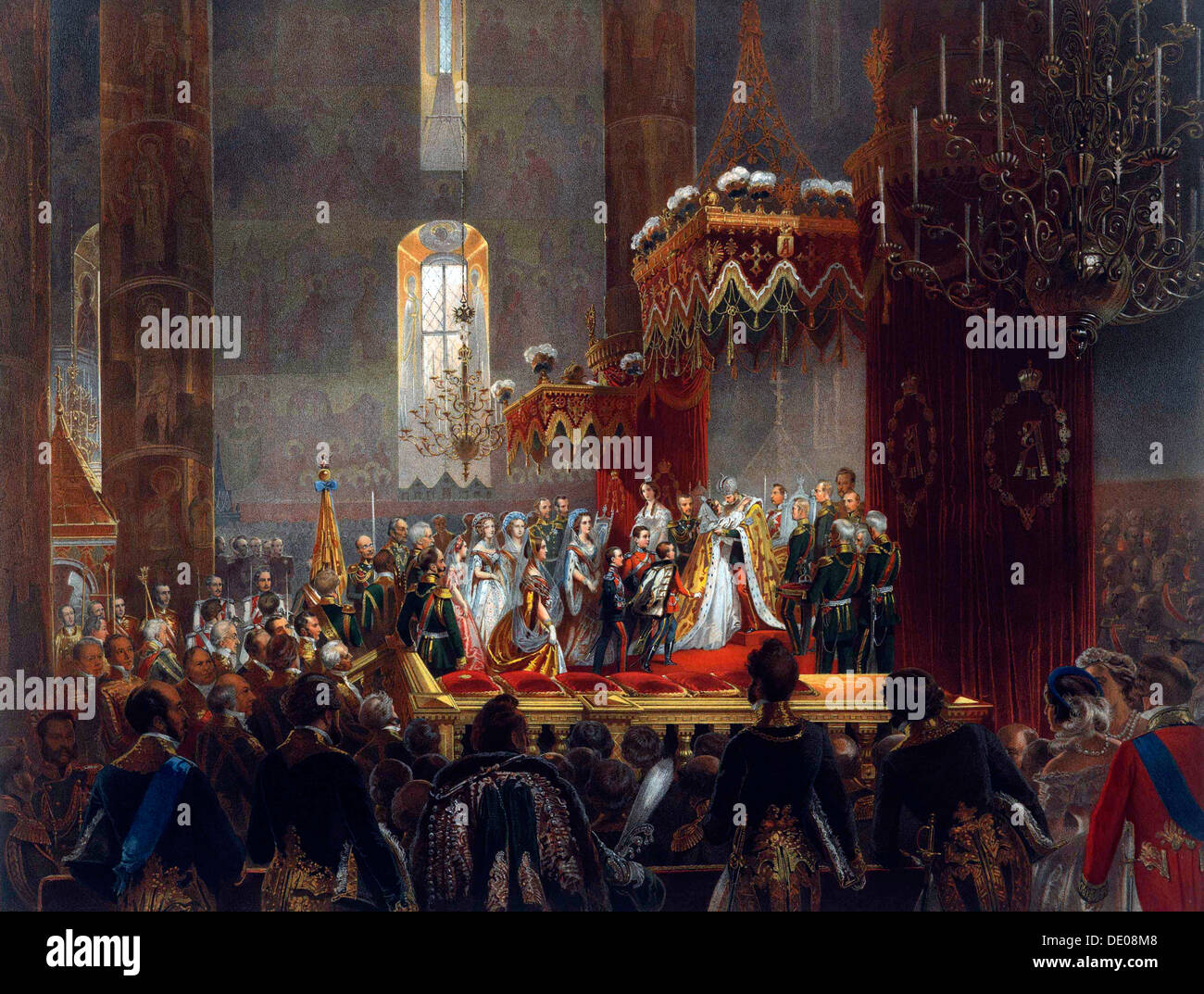 Hommage aus der Kaiserlichen Familie zu Zar Alexander II., Moskau, 1856. Artist: Mihály Zichy Stockfoto