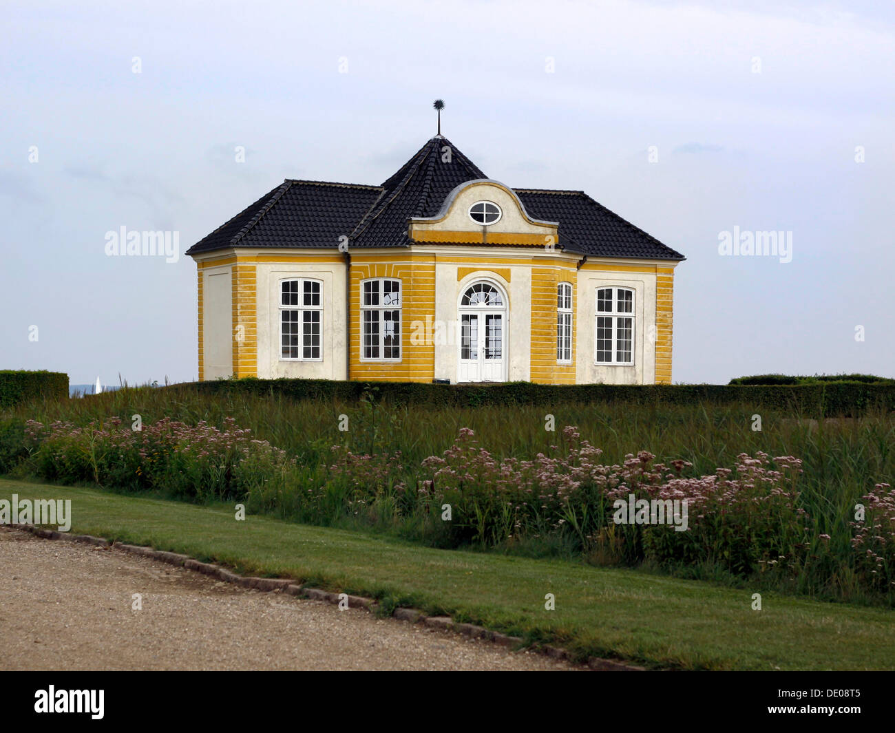 Teepavillon im Schloss Valdemar, Svendborg, Fünen, Dänemark, Europa Stockfoto