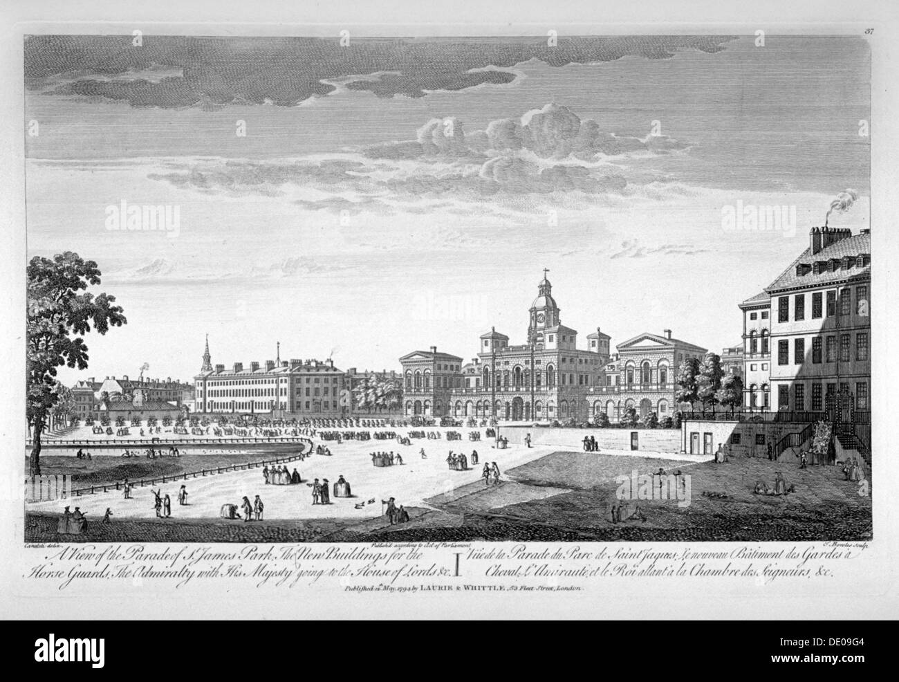 Horse Guards Parade aus dem Südwesten, Westminster, London, 1753. Künstler: Thomas Bowles Stockfoto