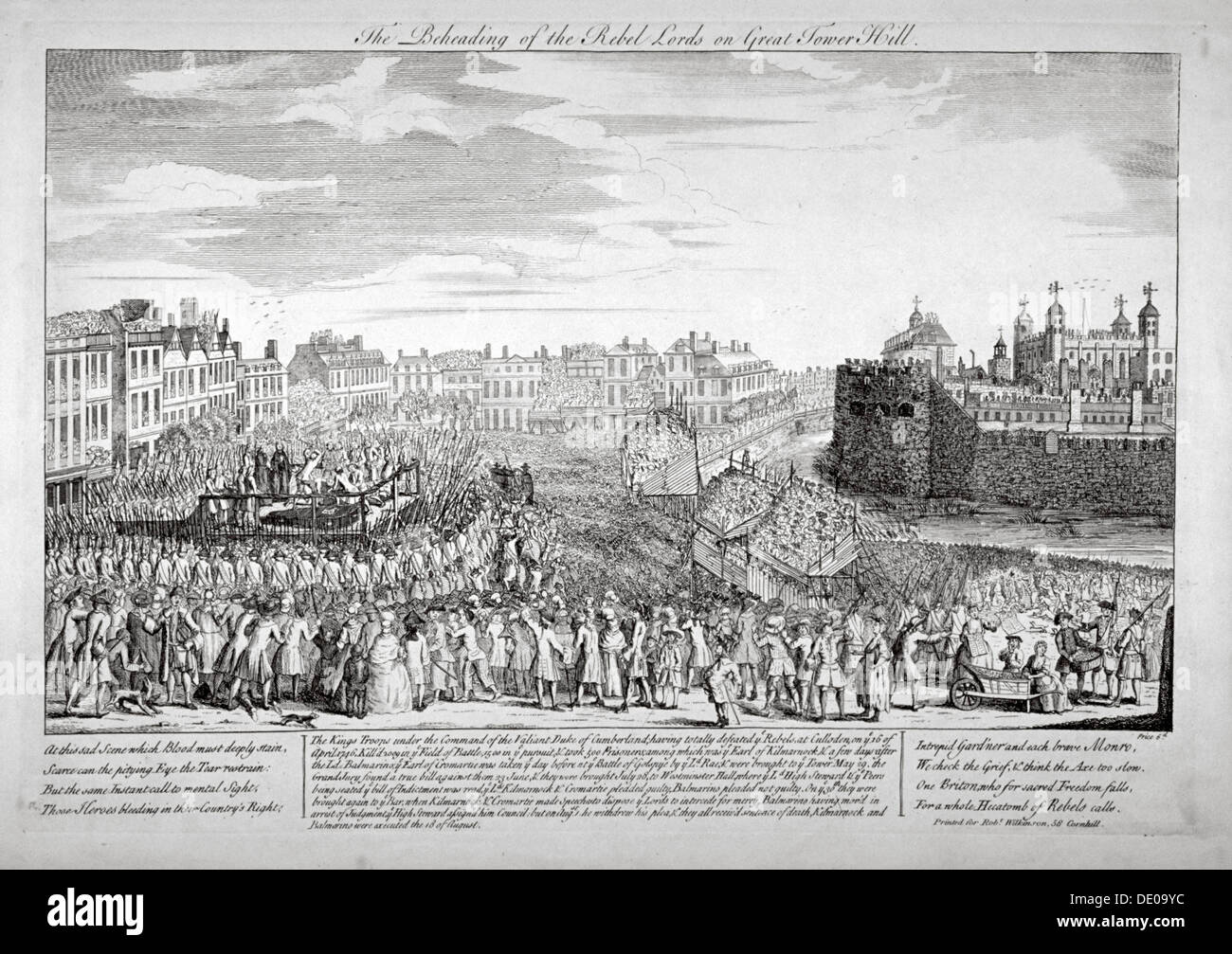 Ausführung auf dem Tower Hill, London, 1746. Künstler: Anon Stockfoto