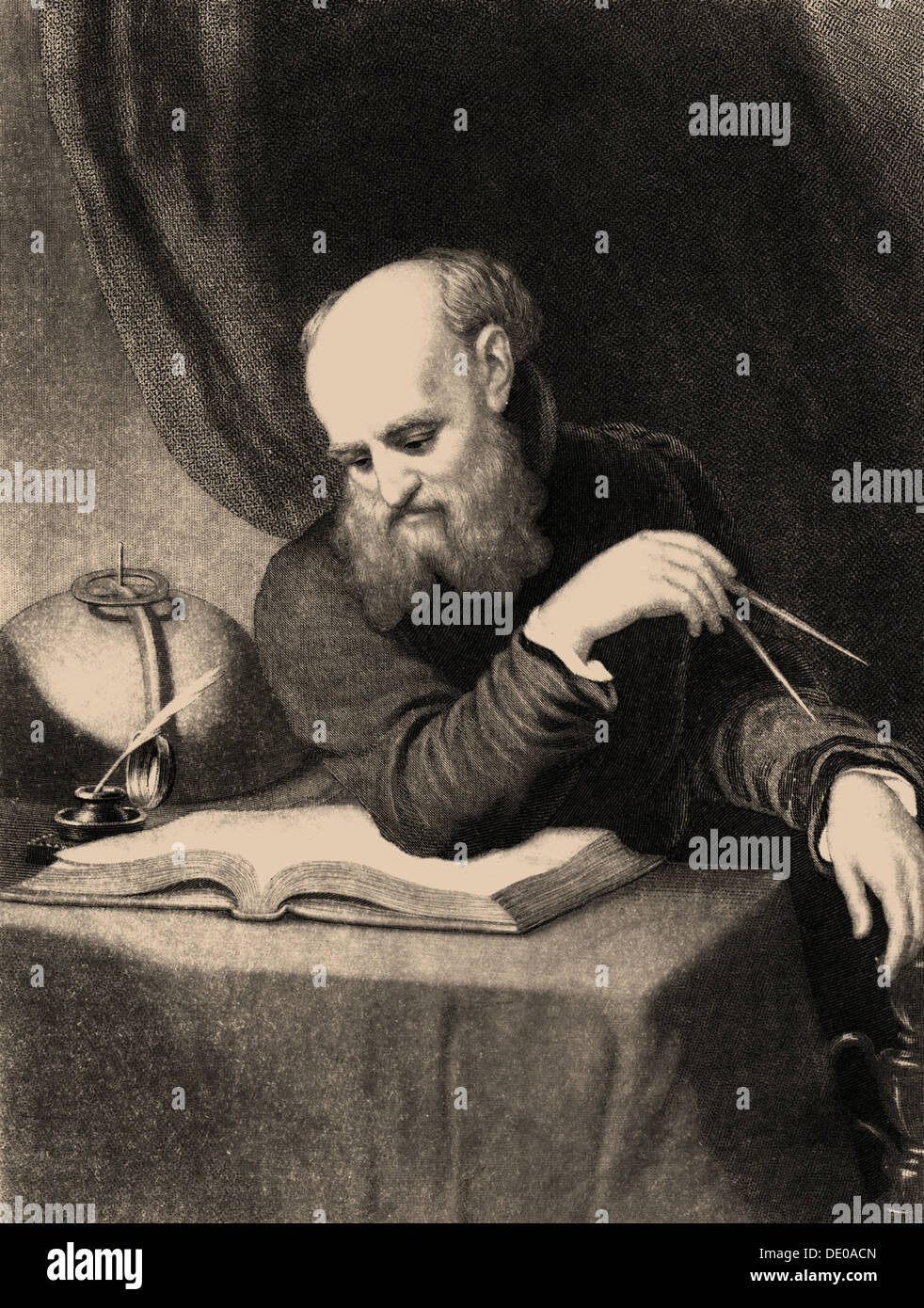 Galileo Galilei, 1852. Künstler: Sartain, Samuel (1830-1906) Stockfoto