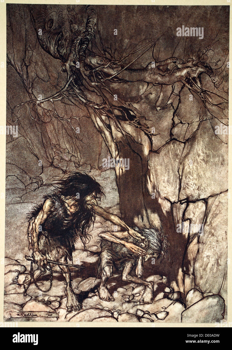 "Mime Heulen ' Ohe! Ohe! Oh! Oh!'', 1910.  Künstler: Arthur Rackham Stockfoto