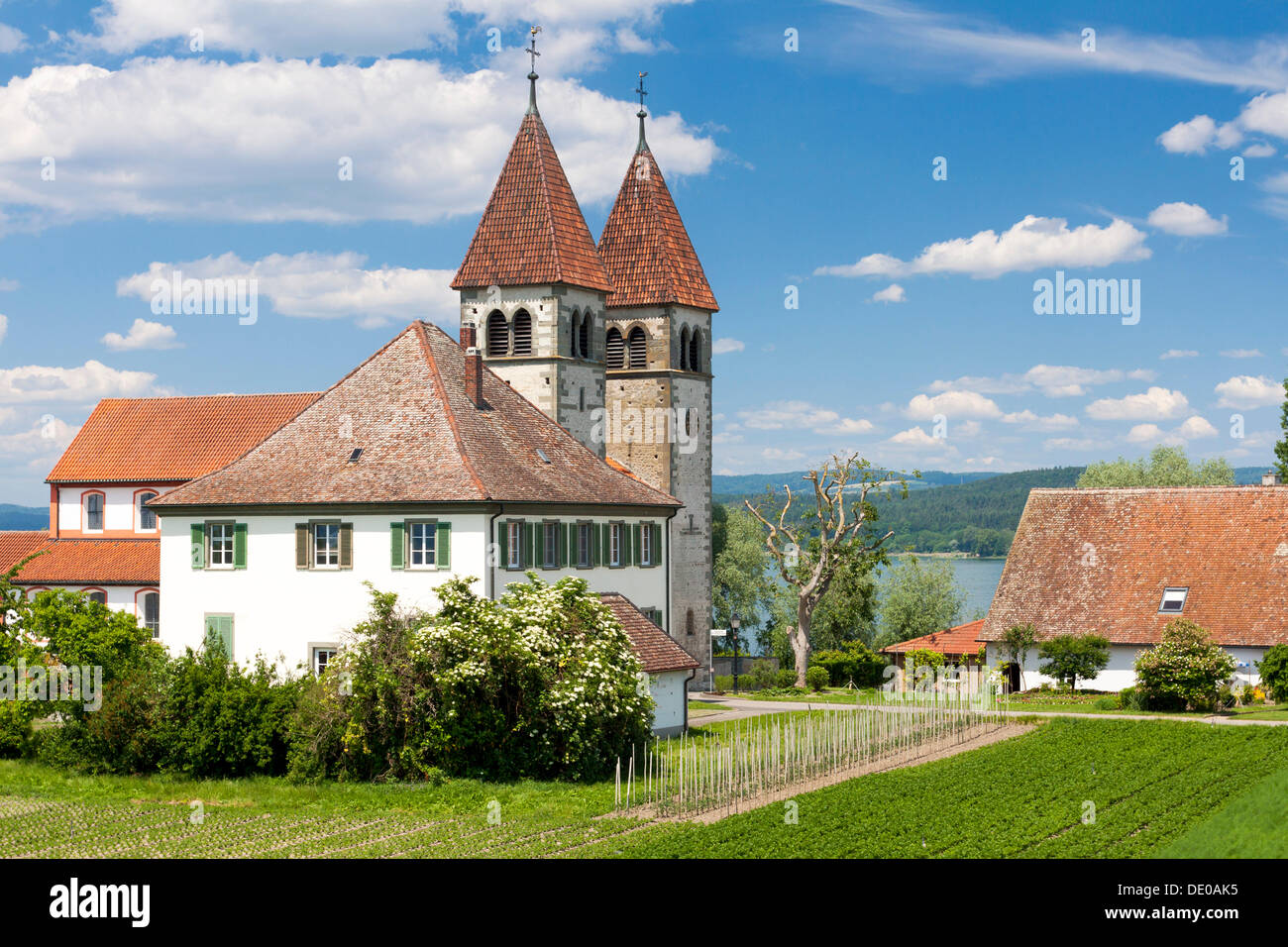 Kirche St. Peter und Paul in Niederzell auf der Insel Reichenau, Bodensee, Baden-Württemberg, PublicGround Stockfoto