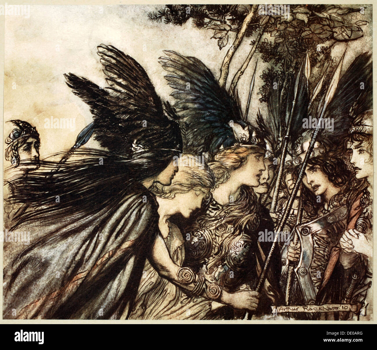 "Ich fliehen für die erste Zeit und bin verfolgt", 1910.  Künstler: Arthur Rackham Stockfoto