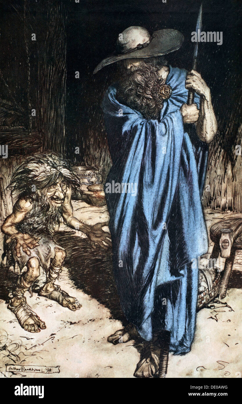 "MIME- und der Wanderer", 1924.  Künstler: Arthur Rackham Stockfoto