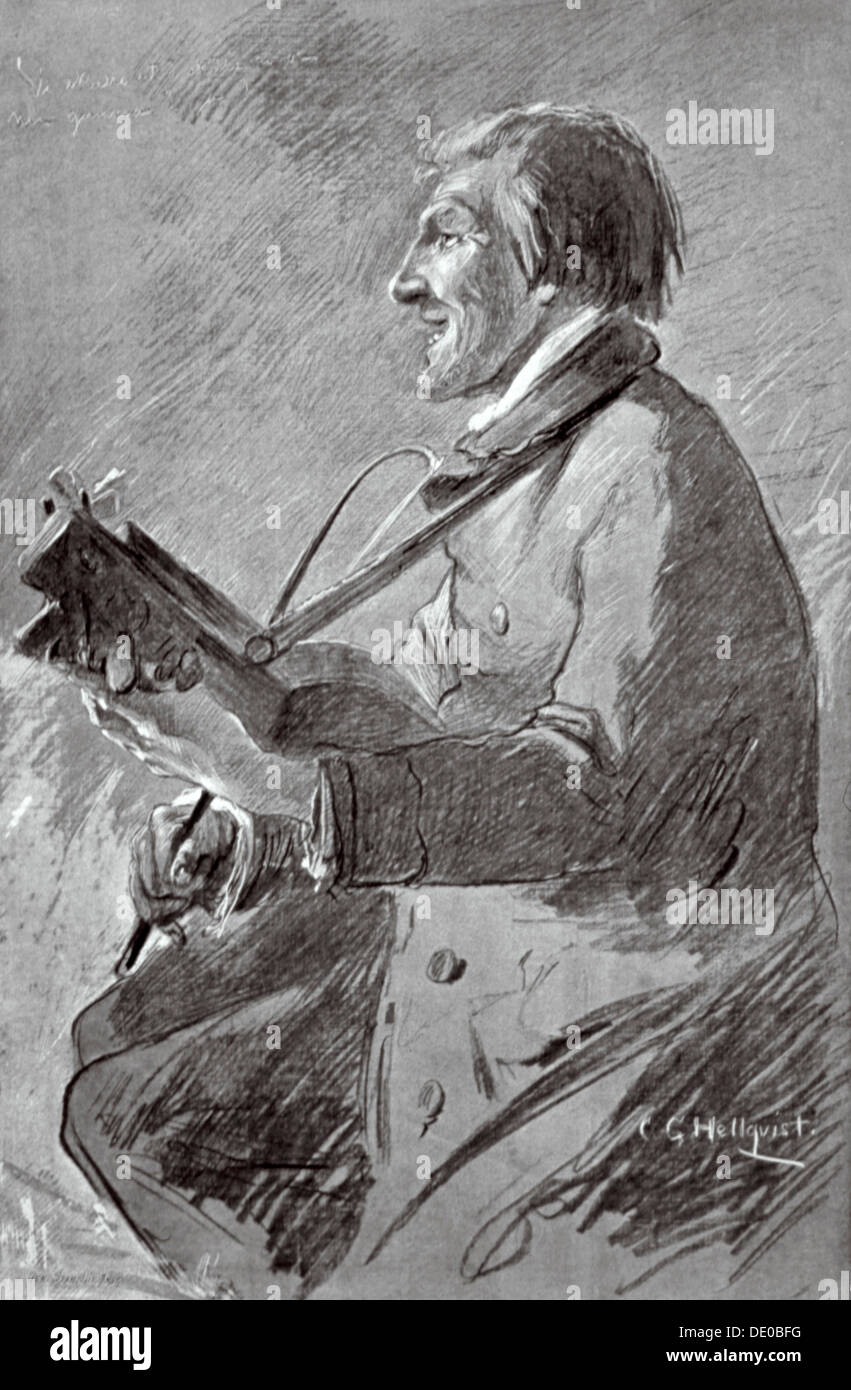 Ein Mann spielt das Keyed Fiddle, c 1870 - c 1890. Artist: Carl Gustaf Hellqvist Stockfoto