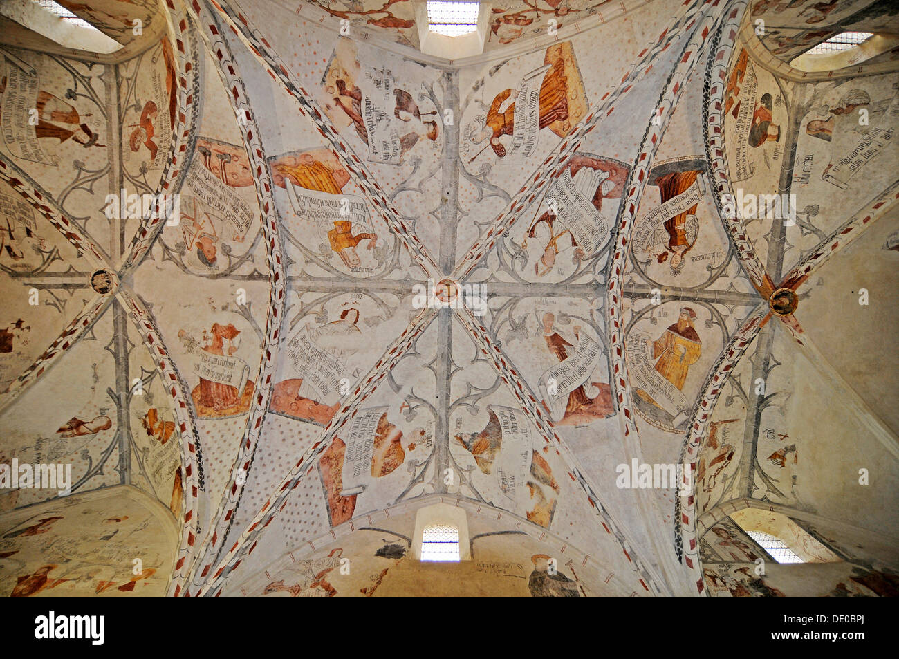 Decke Fresken, Kirche Notre Dame De La Sede, Kloster, Museum, Kathedrale Saint Lizier, Midi-Pyrénées, Pyrenäen Stockfoto