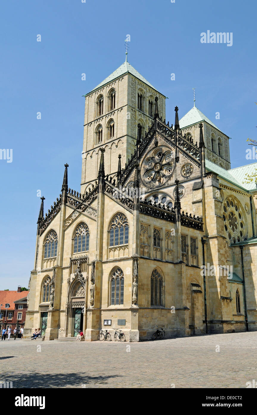 Münster Cathedral, St.-Paulus-Dom, Domplatz quadratisch Stockfoto