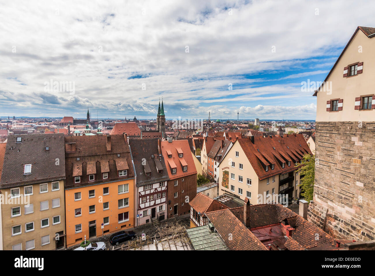 Blick von der Kaiserburg oder Kaiserburg, Nürnberg, Franken, Bayern Stockfoto