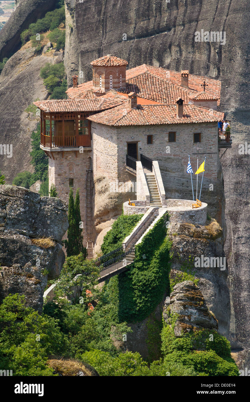 Das heilige Kloster Rousanou (St. Barbara) in Meteora, Trikala Region in Griechenland Stockfoto