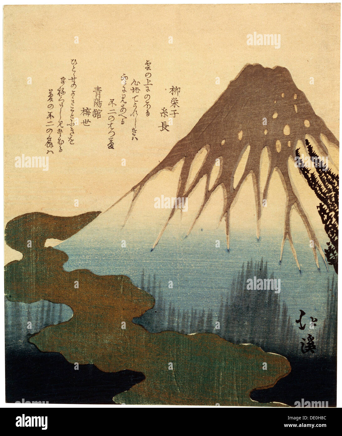 "Der Berg Fuji". des 19. Jahrhunderts.  Künstler: Totoya Hokkei Stockfoto