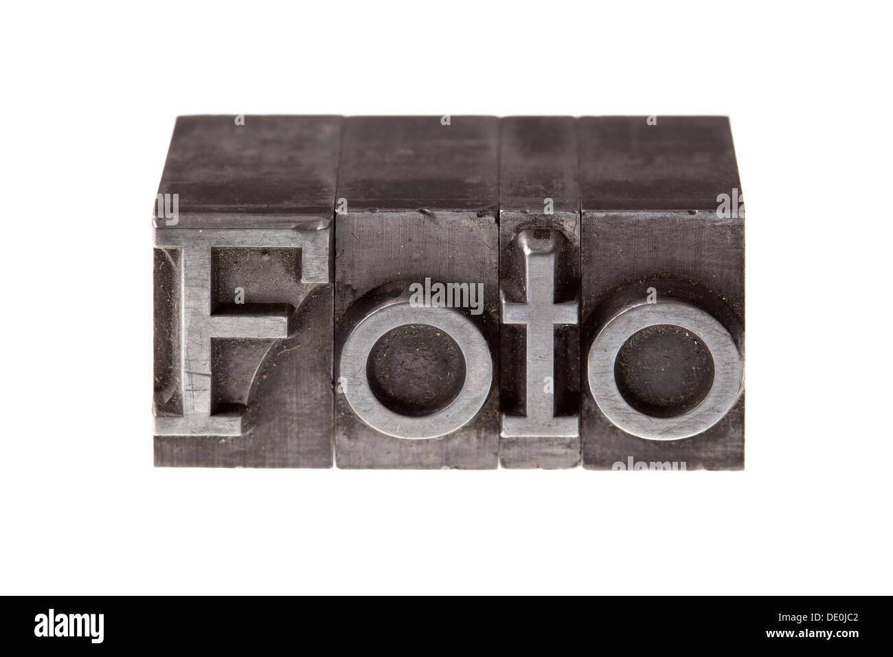 Alten führen Buchstaben bilden das Wort "Foto", Deutsch für "Foto" Stockfoto