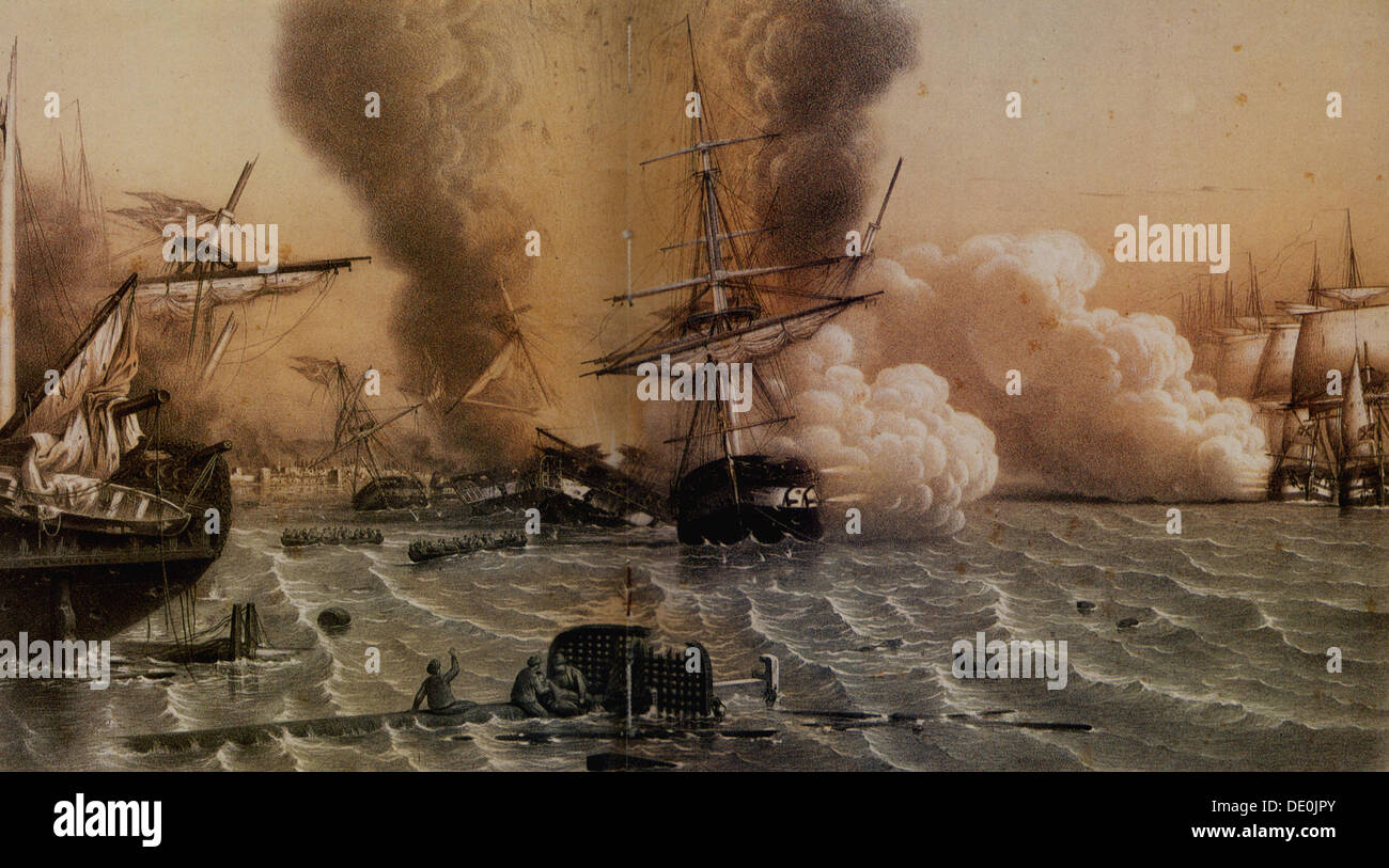 Die Schlacht von Sinop am 30. November 1853, Mitte des 19. Jhs.. Künstler: anonym Stockfoto