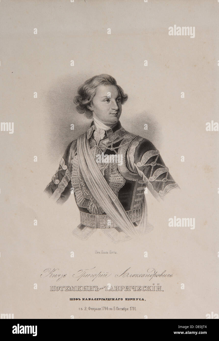 Prinz von Tauris Grigori A. Potemkin (1739-1791) als Chef der Chevalier-Garde, Ende 1790 s. Künstler: anonym Stockfoto