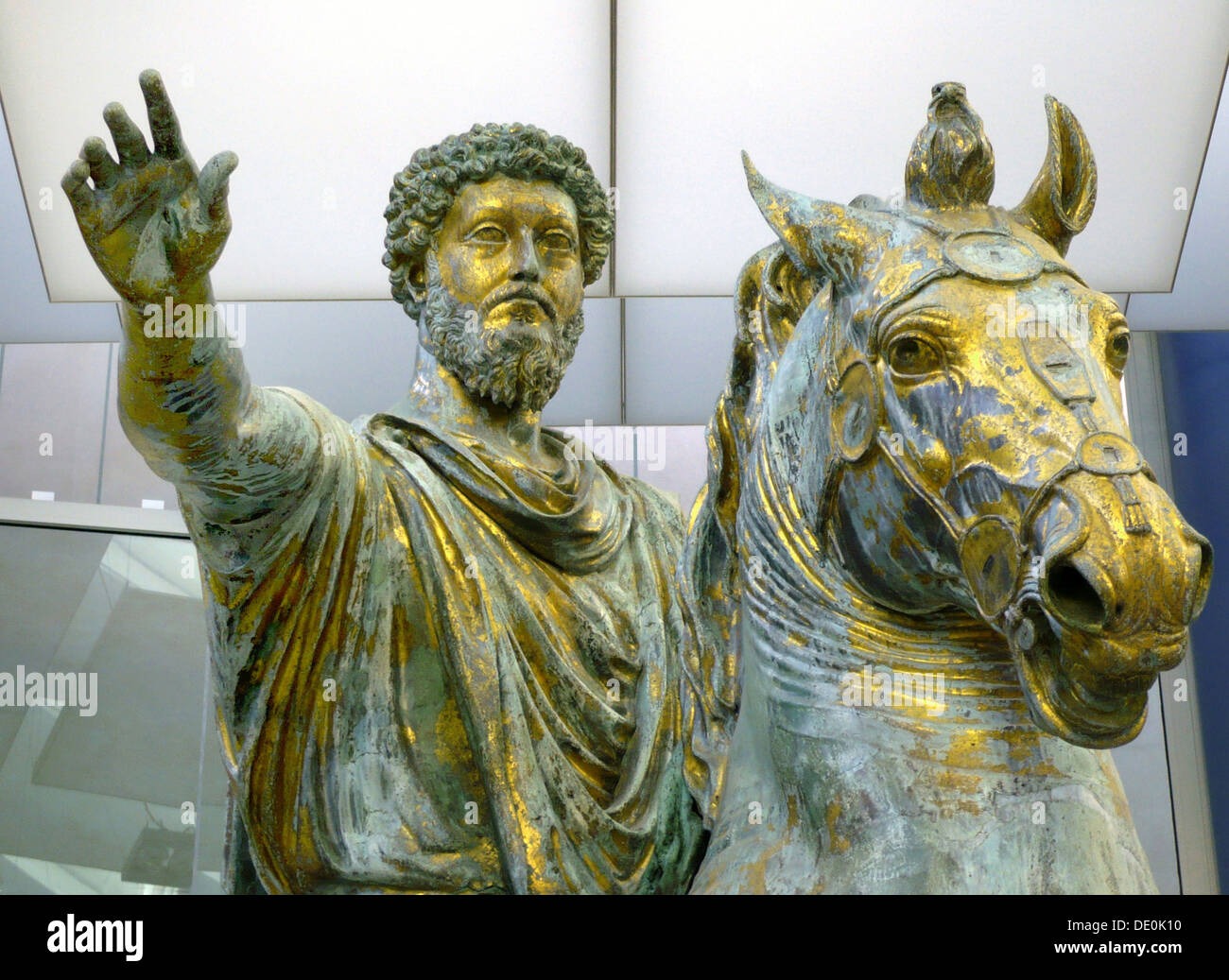 Reiterstatue des Marcus Aurelius 161-180. Künstler: Art des antiken Roms, klassische Skulptur Stockfoto
