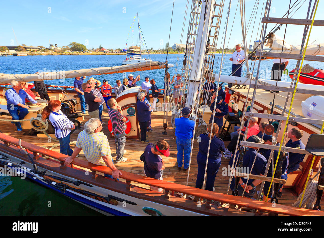 Großsegler angedockt Port River alten Segelboote Yachten historische Replica Repliken Port Adelaide South Australia Stockfoto