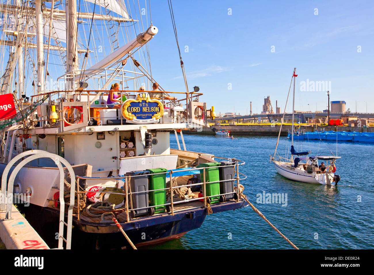 Niederländische Großsegler angedockt Port River alten Segelboote Yachten historische Replica Repliken Port Adelaide South Australia Stockfoto