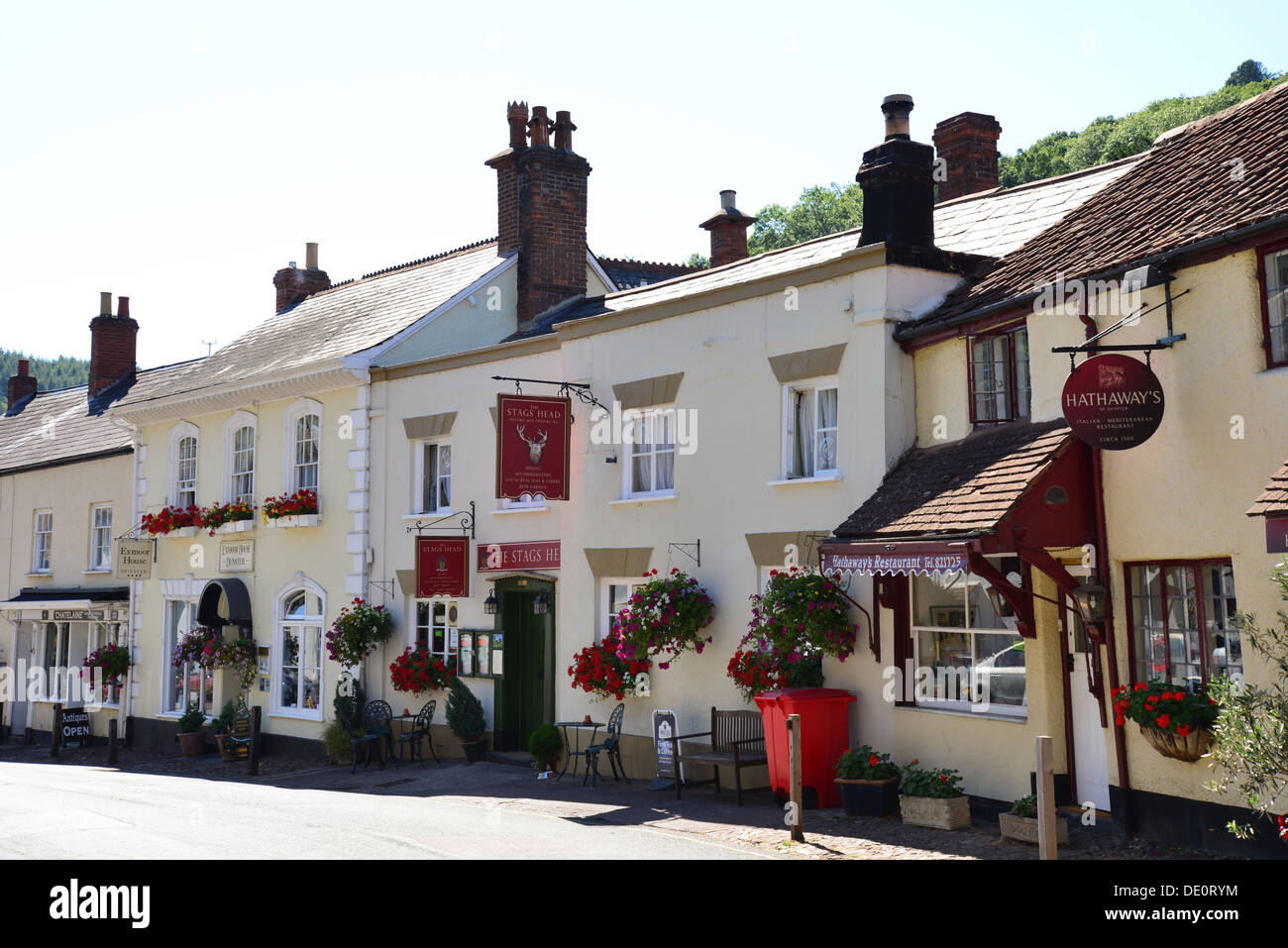 Weststraße, Dunster, Somerset, England, Vereinigtes Königreich Stockfoto