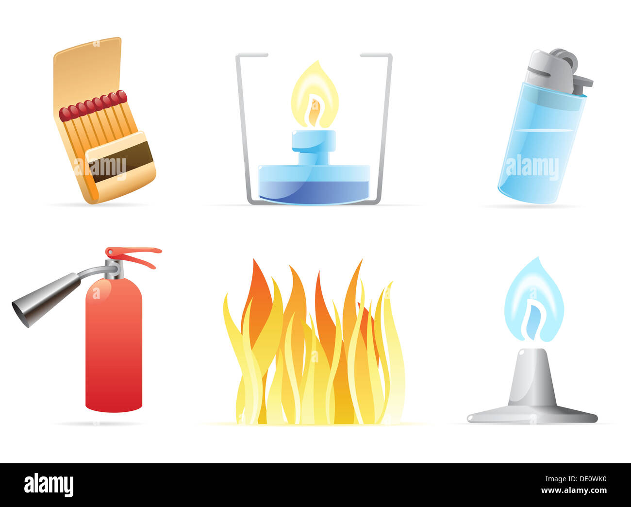 Symbole für Feuer. Stockfoto