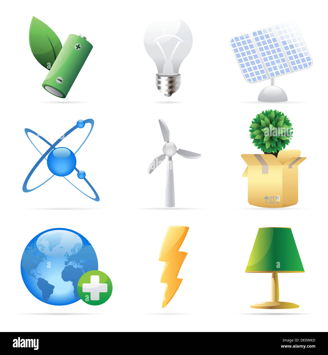 Symbole für Natur, Energie und Ökologie. Stockfoto
