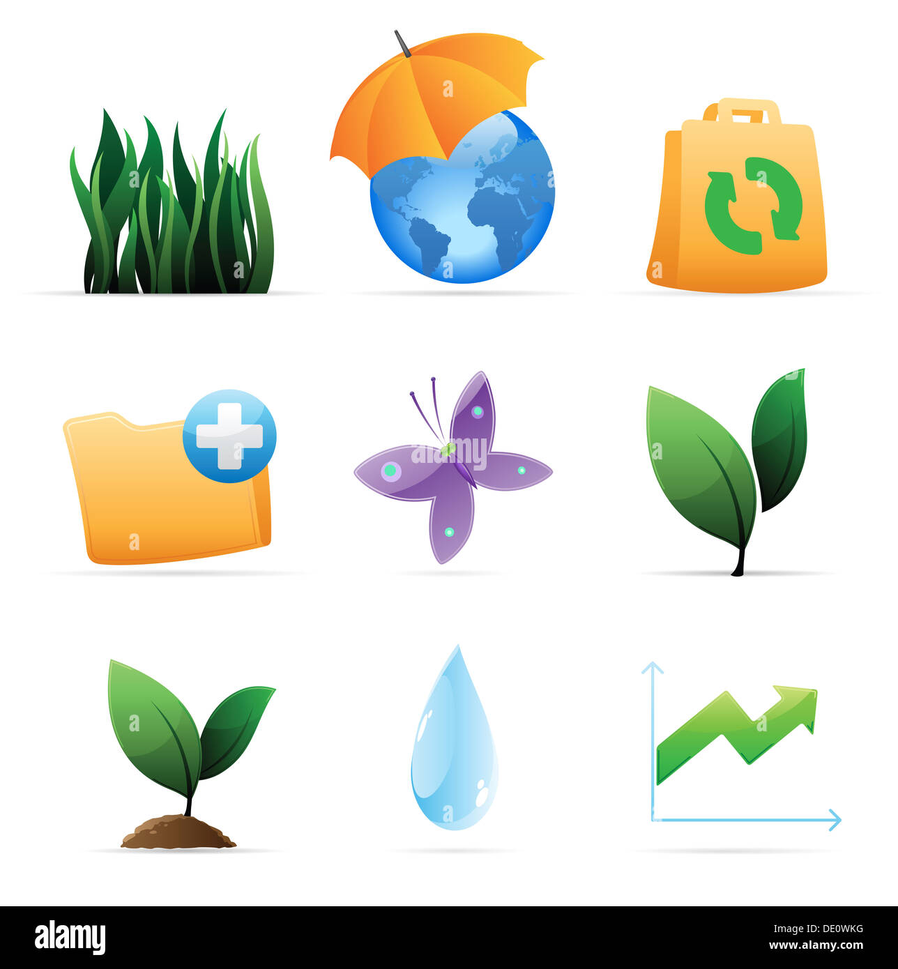 Symbole für Natur, Energie und Ökologie. Stockfoto