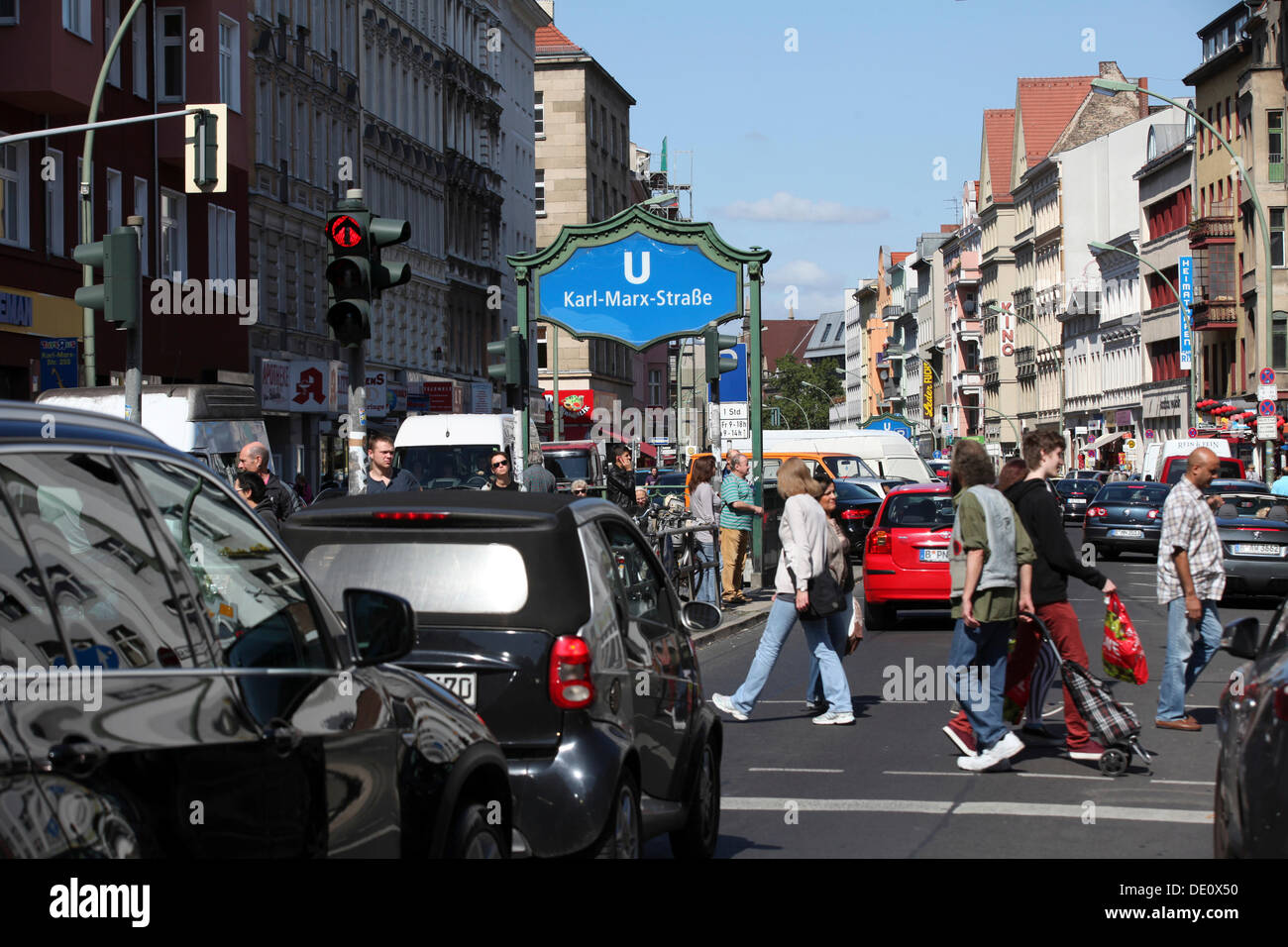 Karl-Marx-Straße, Sanierung Bereich, Berlin-Neukölln, Berlin Stockfoto