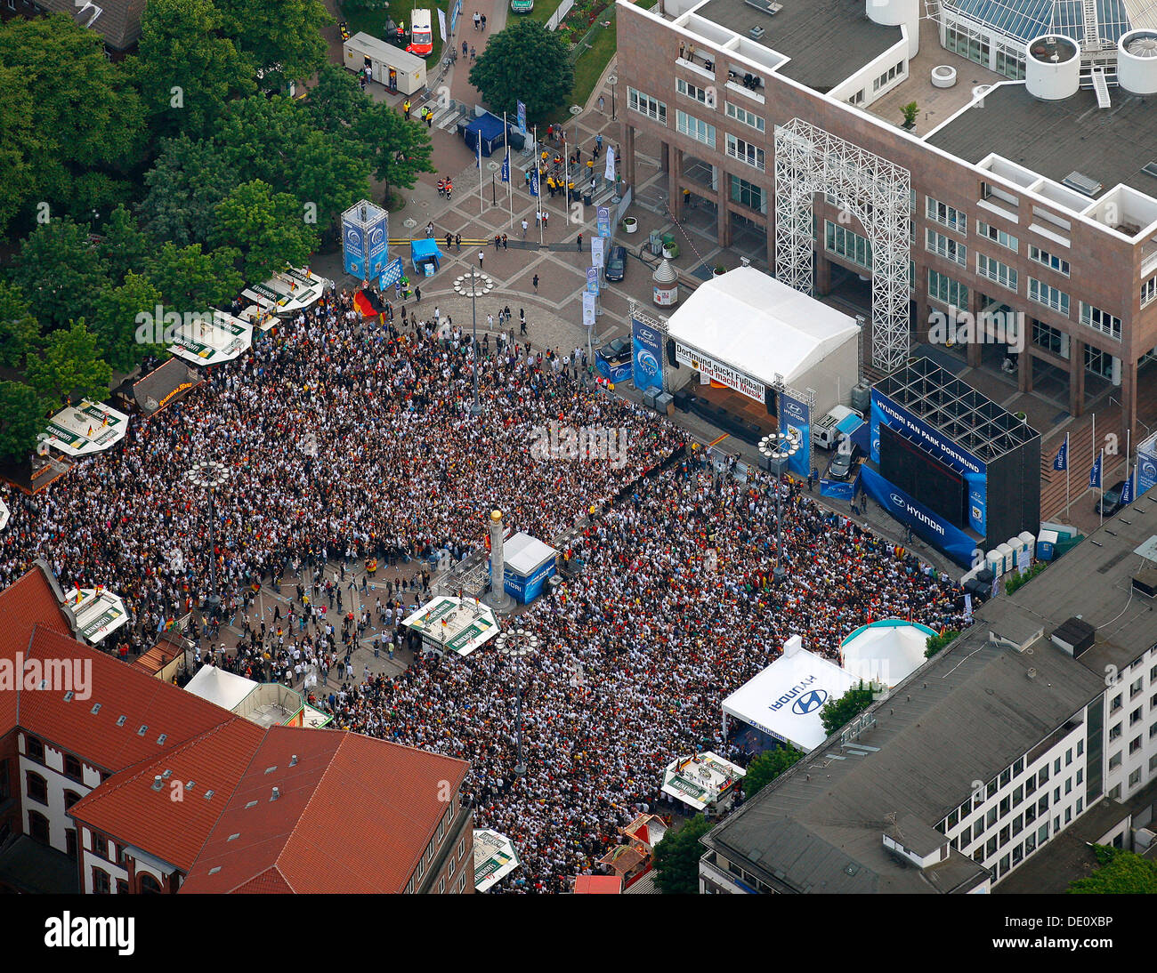 Luftbild, öffentliche Vorführung, Fußball-WM 2010, das Spiel Deutschland Vs Australien 4: 0, großen quadratischen, Dortmund Stockfoto