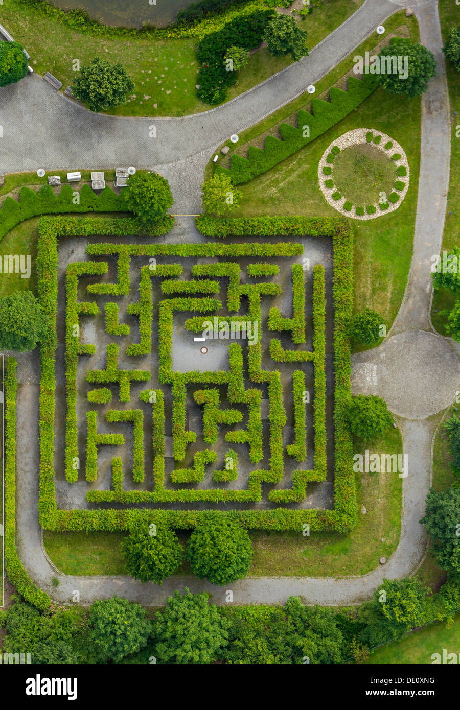 Luftbild, Labyrinth, Centropark, 'Centro' Einkaufszentrum, Neue Mitte Viertel, Oberhausen, Ruhrgebiet, Nordrhein-Westfalen Stockfoto