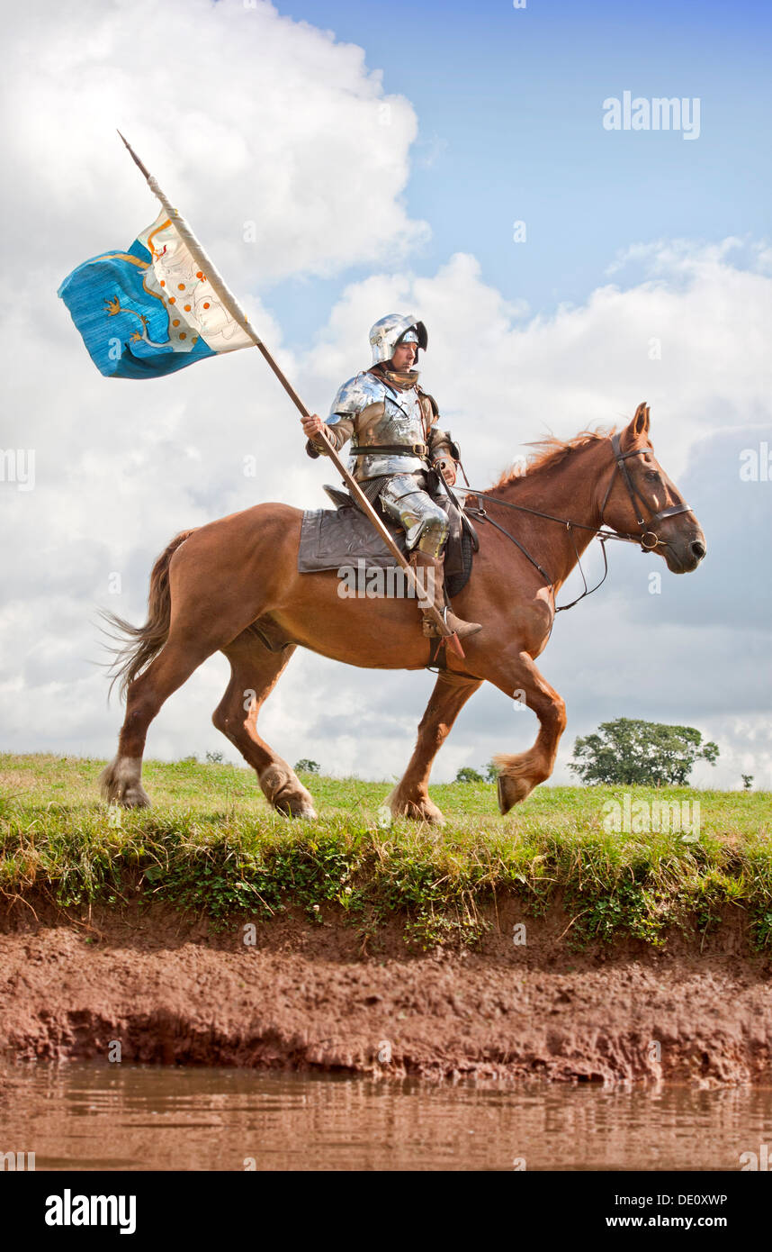Der "Berkeley Scharmützel" mittelalterlichen Reinactments in Berkeley Castle in der Nähe von Gloucester wo der 500. Jahrestag der Schlacht von Fl Stockfoto