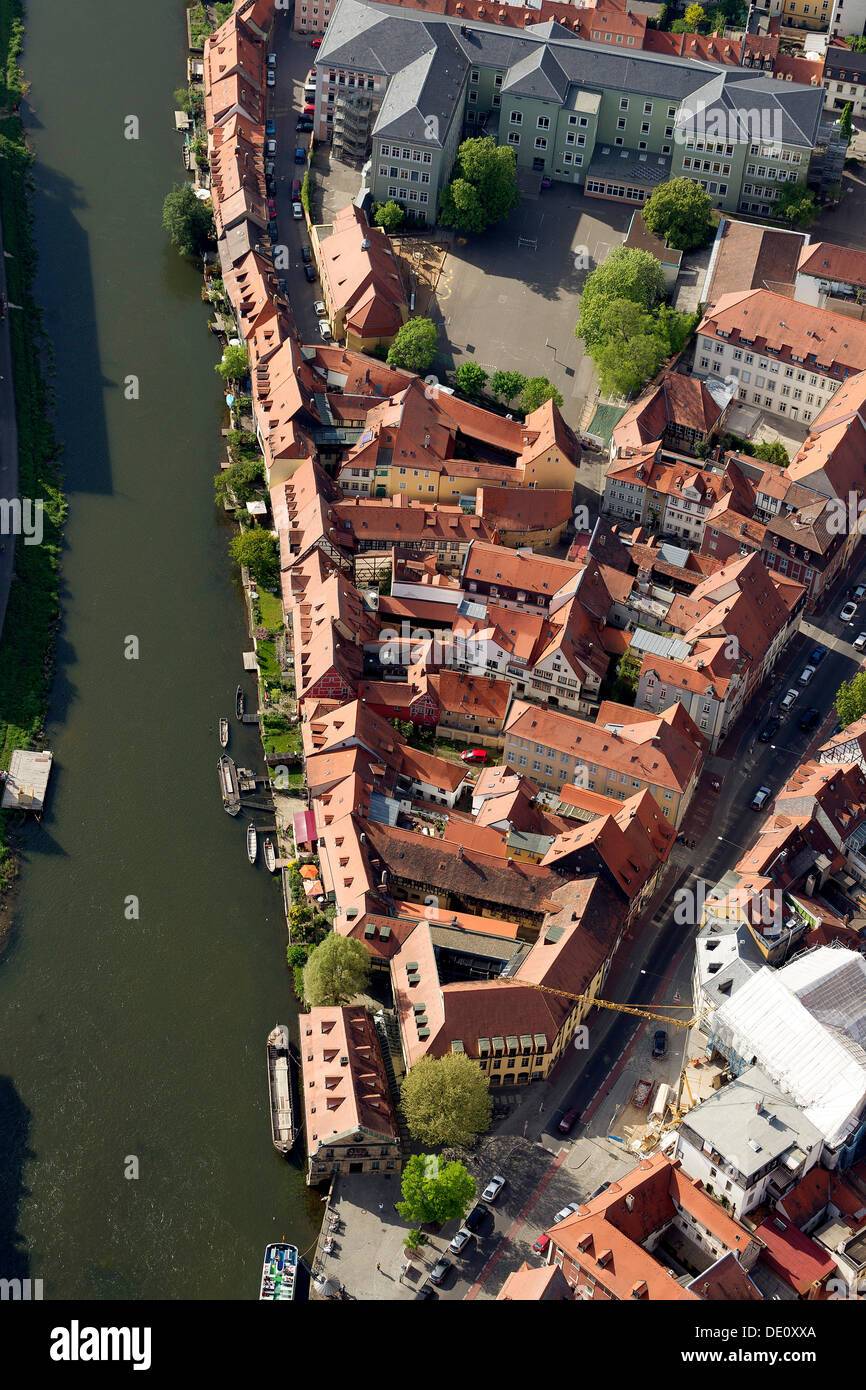 Luftaufnahme, Bamberg-Klein-Venedig, Mainufer, Bamberg, Franken, Oberbayern Stockfoto