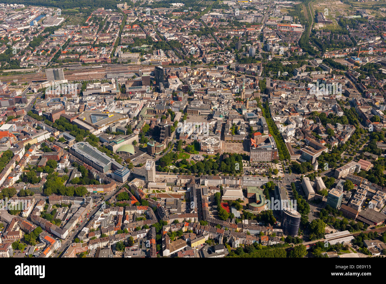 Luftaufnahme, Stadtzentrum von Dortmund, Ruhrgebiet, Nordrhein-Westfalen Stockfoto