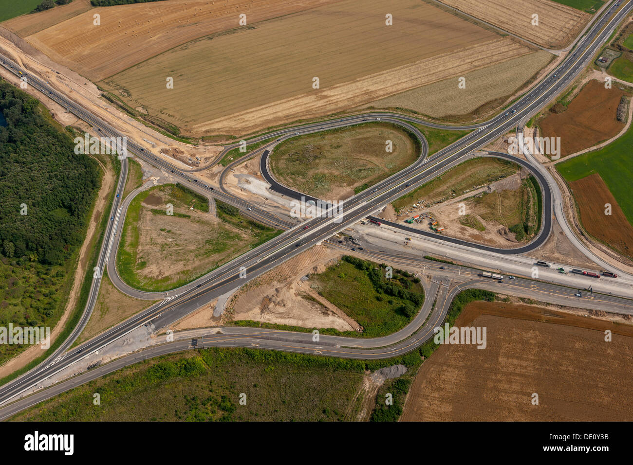 Luftbild, Autobahnkreuz B288 und A59, Duisburg, Ruhrgebiet, Nordrhein-Westfalen Stockfoto