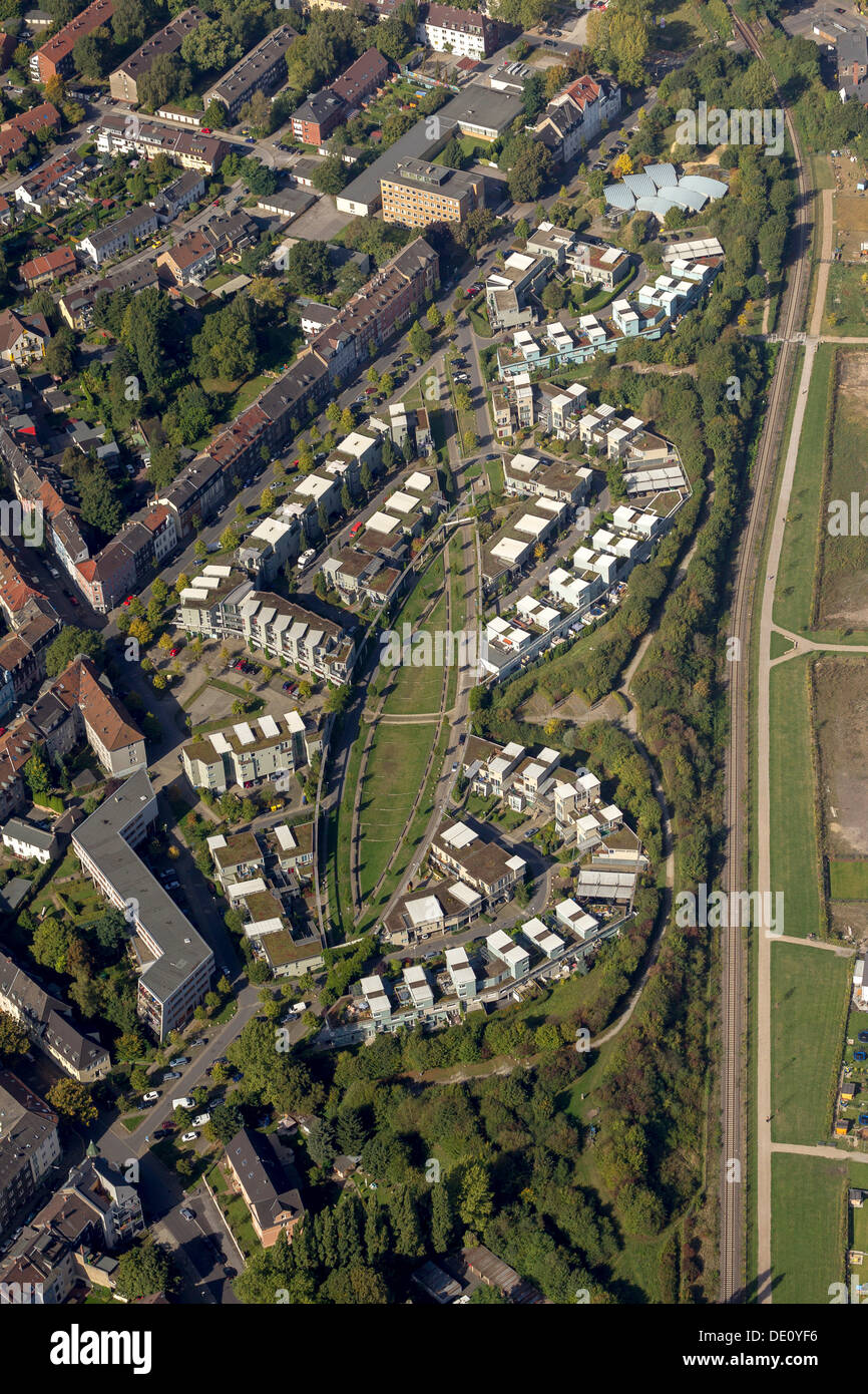 Antenne zu sehen, Entwicklung Bereich, IBA Emscher, Kueppersbuschgelaende Bereich, Gelsenkirchen, Ruhrgebiet, Nordrhein-Westfalen Stockfoto