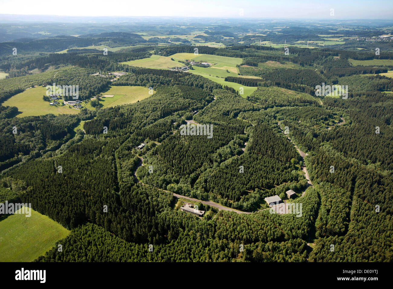 Luftaufnahme, ehemalige Kaserne, vorgeschlagenen Standort für ein forensisches Institut, Reichshof, Oberbergisches Land/region Stockfoto
