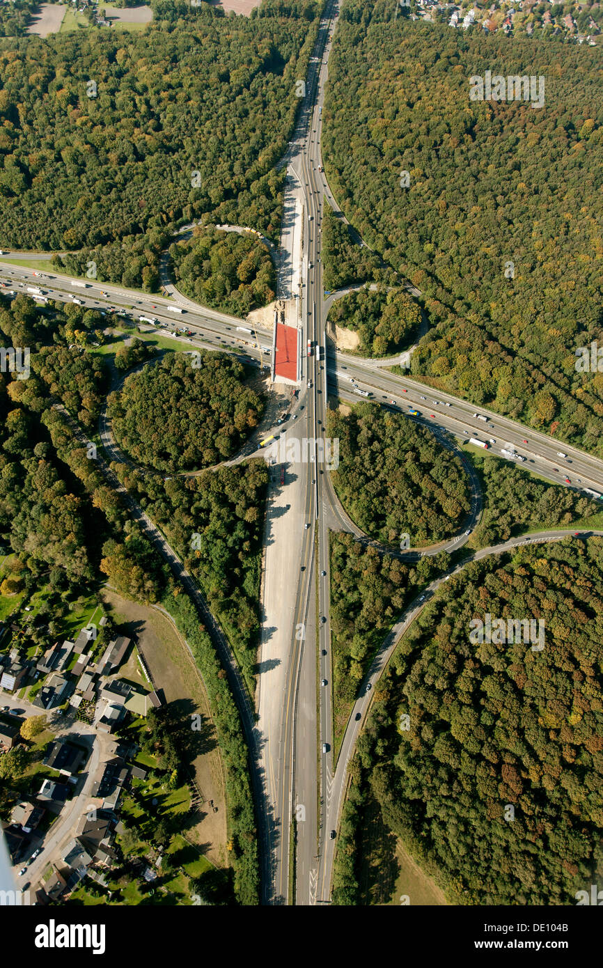 Luftaufnahme, Baustelle der Autobahn-Ausfahrt Oberhausen Nord A3, A2 A516 Oberhausen, Ruhrgebiet Stockfoto