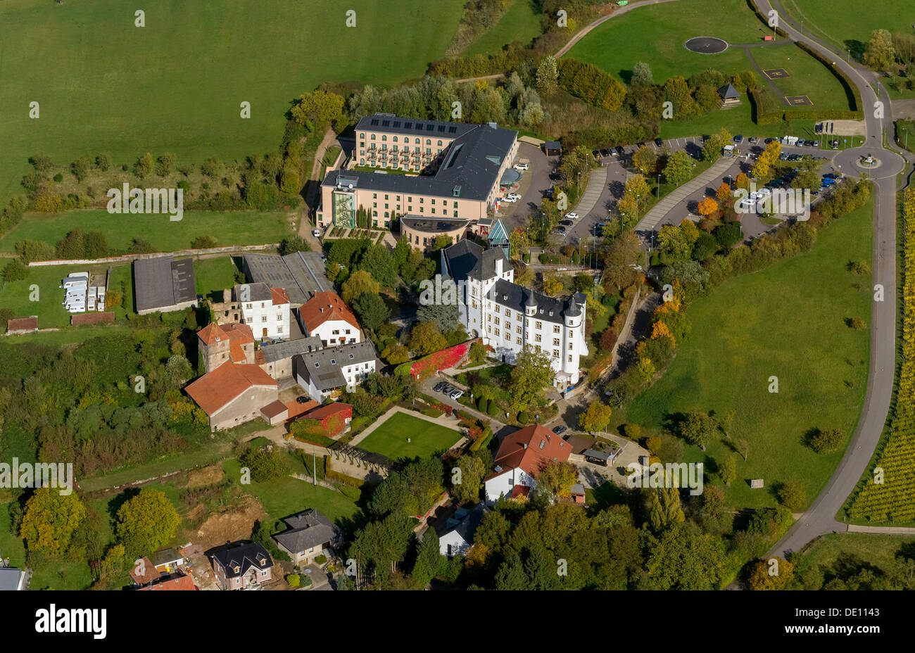 Luftaufnahme, Casino Schloss Berg, einem Renaissance-Schloss Stockfoto