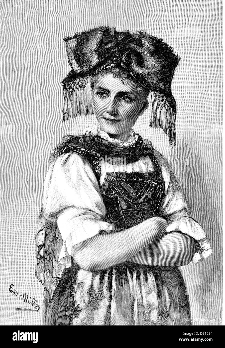 Mode, Tracht, 'Susel', nach Emma von Müller (1859 - 1925), Holzstich, aus: 'Die Gartenlaube', Leipzig, 1897, Zusatz-Rechteklärung-nicht vorhanden Stockfoto