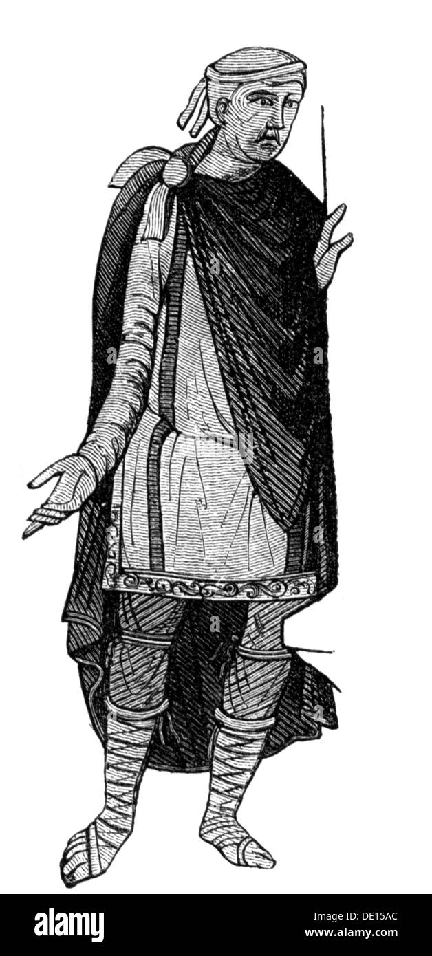 Mode, Antike Welt, Völkerwanderungszeit, Germanische Herrenbekleidung, 5. - 8. Jahrhundert, nach Lindenschmit, Holzstich, 19. Jahrhundert, Grafik, Grafik, Germania, Kleidung, Outfit, Outfits, Ganzlänge, stehend, Herrenmode, Umhang, Umhänge, Antike Welt, Antike, historische, historische, Mann, Männer, Männer, Menschen, Antike, Additional-Rights-Clearences-nicht vorhanden Stockfoto