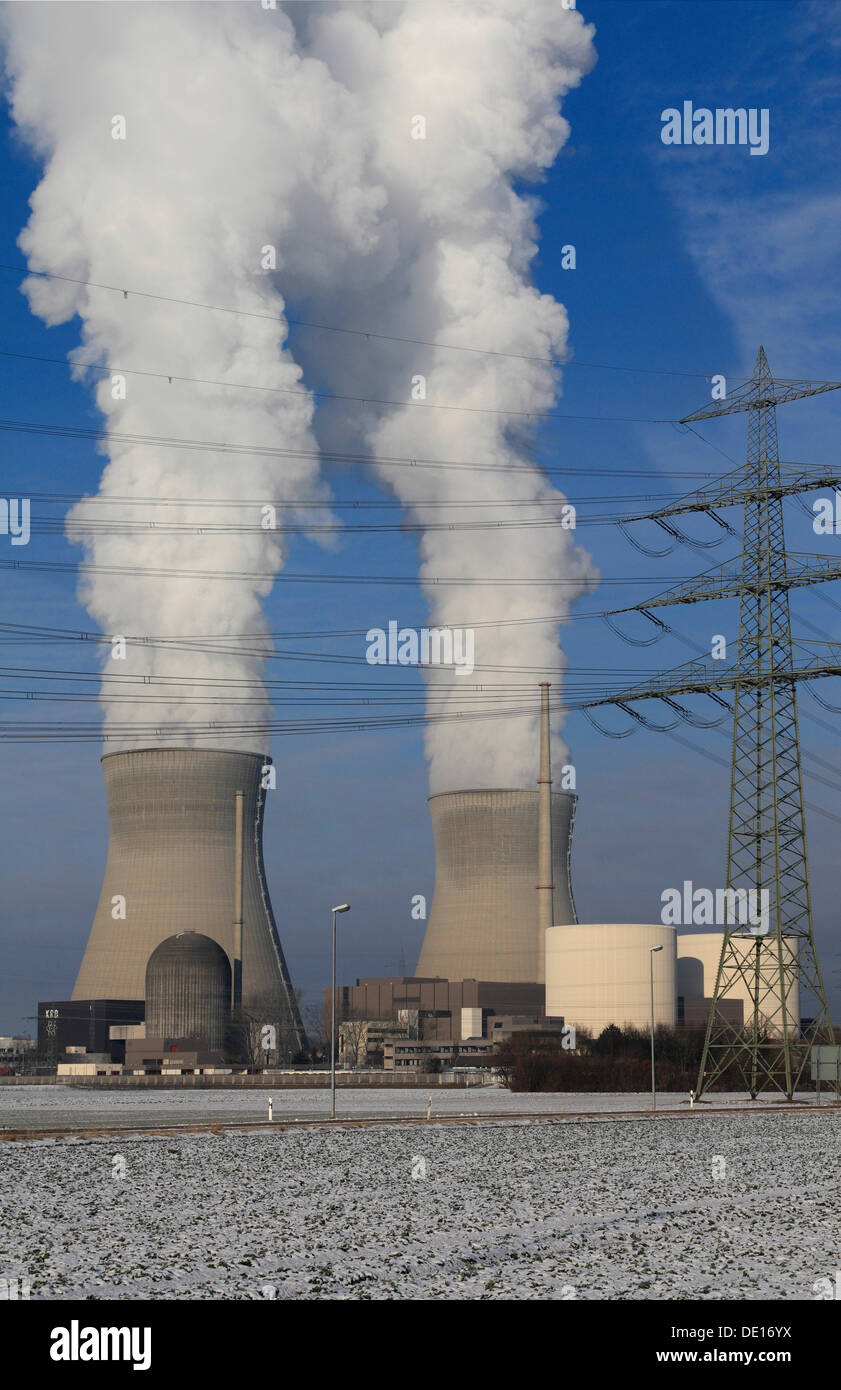 Kernkraftwerk Gundremmingen, das leistungsstärkste AKW in Deutschland, Gundremmingen in der Nähe von Günzburg, Bayern Stockfoto