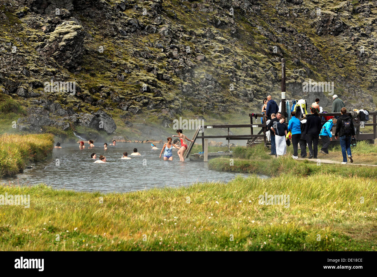 Sprudel oder Naturpool, Landmannalaugar, Island Stockfoto
